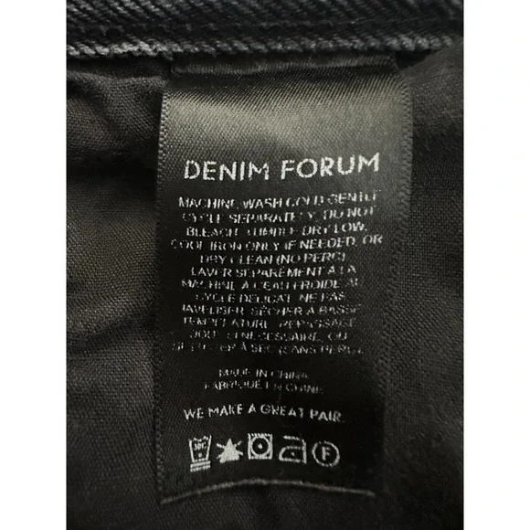 Denim Forum The Farrah High‎ Rise Wide Leg Jean Sz 31 Organic Cotton Black Denim - Picture 11 of 14